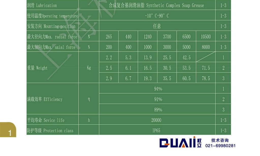 上海权立行星减速机型号